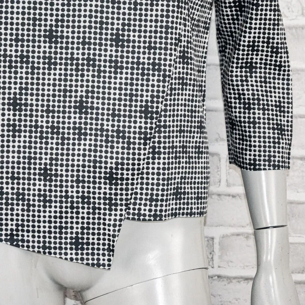 KATE SPADE V-neck Blouse White Black geo polka dot size 4